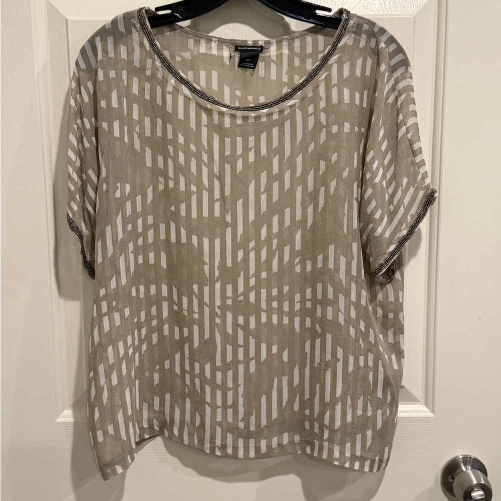 Club Monaco Beige Patterned Blouse